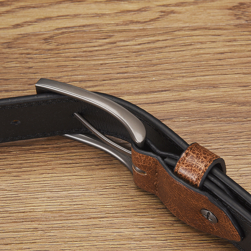 Belt men's pin buckle retro belt fashion casual pu men's wide belt versatile belt 2025 new belt tide