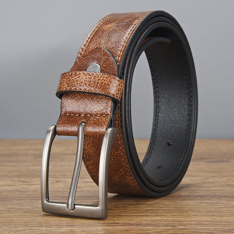 Belt men's pin buckle retro belt fashion casual pu men's wide belt versatile belt 2025 new belt tide