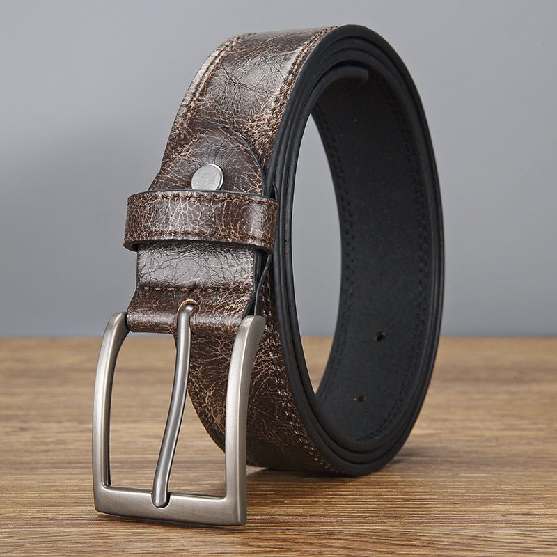 Belt men's pin buckle retro belt fashion casual pu men's wide belt versatile belt 2025 new belt tide