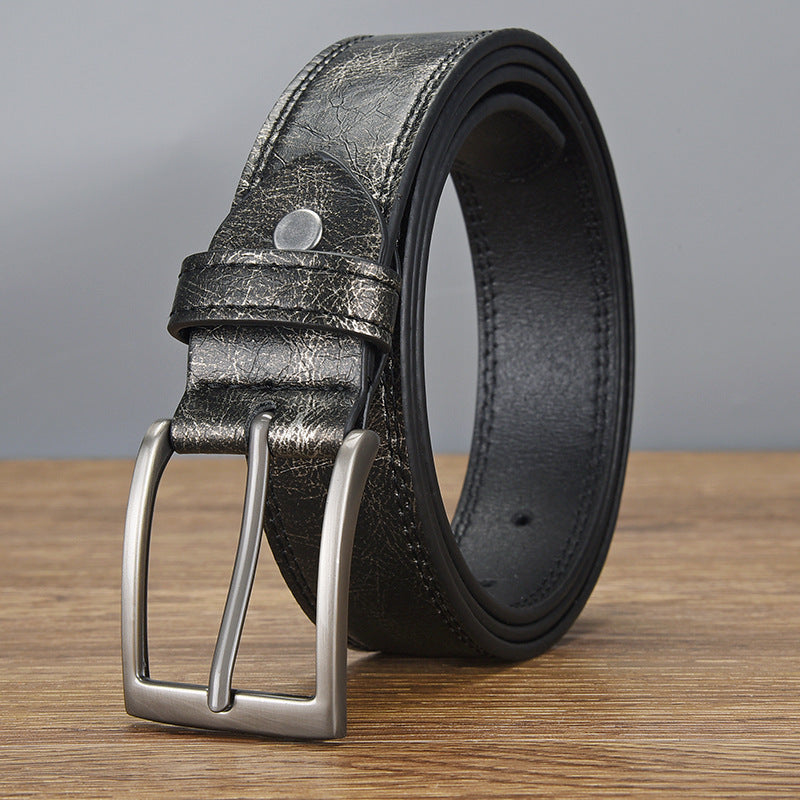 Belt men's pin buckle retro belt fashion casual pu men's wide belt versatile belt 2025 new belt tide